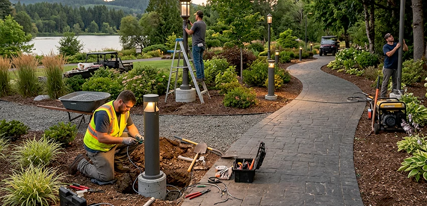 Landscape Post, Pole, and Bollard Lighting Installation in Galloway